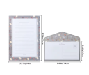 Juego de papelería y sobres 14 x 21 cm 6 hojas de papel 8,5 x 16,5 cm 3 sobres diseño floral gris set de escritura 2