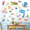 Juego de pegatinas de pared Vida marina PVC 21x30 cm Motivos dibujados para habitación infantil, decoración con motivos de animales marinos 2