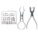 Juego de perforadores para dentistas con bolsa de cuero y pinzas, herramientas ortodónticas de acero inoxidable con clip para dique y perforadora 4