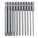 Juego de puntas Torx largas S2 de 100 mm de longitud, 11 piezas, T40, T35, T30, T25, T20, T15, T10, T9, T8, T7 y T6 para destornilladores y taladros inalámbricos. 1