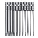 Juego de puntas Torx largas S2 de 100 mm de longitud, 11 piezas, T40, T35, T30, T25, T20, T15, T10, T9, T8, T7 y T6 para destornilladores y taladros 1