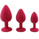 Juego de tapones anales de silicona 3 en 1 con piedra extraíble, tamaño SML, embalaje discreto 4