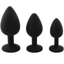 Juego de tapones anales de silicona 3 en 1 con piedra extraíble, tamaño SML, embalaje discreto 1