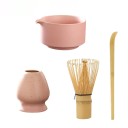 Juego de té japonés Matcha 4 piezas Set completo de bambú con cuenco, batidor, cucharilla y soporte de cerámica 6