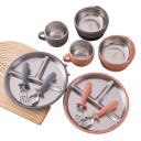 Juego de utensilios de acero inoxidable para niños con tazón de silicona desmontable y plato dividido de 20,3 cm acero silicona alimentación de niños 13