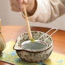 Juego japonés para la preparación de té 6 piezas Juego de cerámica blanca para matcha con cuenco, batidor, cucharas, colador y soporte 2