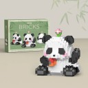 Juguete de construcción infantil en forma de panda que está sentada y comiendo una zanahoria, 469 piezas del rompecabezas, decoración y diversión 3