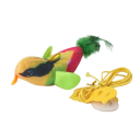 Juguete interactivo para gatos 13 x 4,5 x 6 cm Forma de pájaro con cuerda Juguete sonoro que emite sonidos realistas de pájaros 9