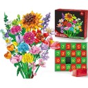 Jule adventskalender LEGO blomster Bouquet med solsikke Plast Byggesæt til blomster DIY kreativ sæt Overraskelse hver dag 1