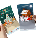 Jule- og nytårs 3D kort i papir Foldbart kort med forskellige julemotiver Træ Snemand Gaver Stjerner Kreativ festlig hilsen 2