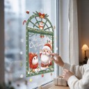 Juleklistermærker til vinduer Genanvendelige Santa med snemænd i grønt vindue med lys Napis Merry Christmas Dekoration til glas 3