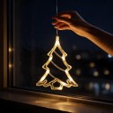 Juleophængt LED Lys Juletræ 20 x 16 cm På AAA Batterier Med Sugekop Lysende Juletræ Varm Hvid Til Vindue Døre og Vitriner 5