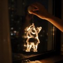 Juleophængt LED Lys Santa Claus 21 x 12 cm På AAA Batterier Lysende Figur Af Santa Med Hue Varm Hvid Dekoration Til Vindue Og Døre 6