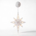 Juleophængt LED Lys Stjerne 27 x 23 cm Otte Spidser På AAA Batterier Med Sugekop Stor Lysende Stjerne Varm Hvid Til Vindue og Vitrine 6