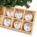 Julepynt til træet Runde kugler Sæt 6 stk Diameter 6 cm Pyntet med julemotiv Med snor Dekoration til jul 6