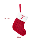 Julesok 15 x 25,7 cm Rød dekorativ strømpe med hvid kant og snor til ophængning Broderet bogstav Y Julesmykke 2