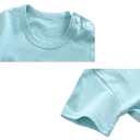 Jungen Sommer Set Baumwoll T-Shirt mit kurzen Ärmeln und Knöpfen Zebra Druck Blau T-Shirt Gestreifte Shorts 4