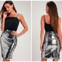 Jupe à paillettes pour femmes avec taille haute 1