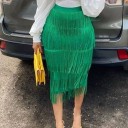 Jupe crayon pour femme avec franges 1