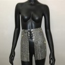 Jupe décorative scintillante pour femmes avec de longues franges Laçage à l'avant Liens à nouer À porter par-dessus des shorts ou un maillot 6