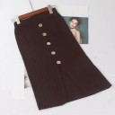 Jupe en tricot pour femmes avec des boutons 7