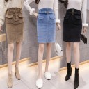 Jupe en velours côtelé pour femme avec ceinture 3