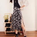 Jupe femme à taille haute et fente 3