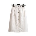 Jupe femme avec poches et boutons 4