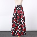 Jupe longue à pois et roses pour femmes J1033 1