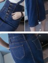 Jupe longue en jean pour femme avec bretelles 4