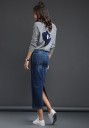 Jupe longue en jean pour femme avec fente 2