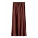 Jupe longue en satin à taille haute Jupe élégante pour femmes avec lacets Jupe brillante pour femmes Pour les soirées et les occasions 13