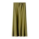 Jupe longue en satin à taille haute Jupe élégante pour femmes avec lacets Jupe brillante pour femmes Pour les soirées et les occasions 14