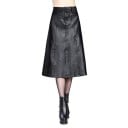 Jupe longue en simili cuir pour femme Noire Coutures verticales cousues Fermeture à bouton et à zip Surface avec une texture de cuir douce 1