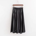 Jupe longue en simili cuir pour femmes 1