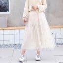 Jupe longue en tulle pour femmes avec des étoiles dorées et argentées Taille élastique Coupe fluide A porter au quotidien 2