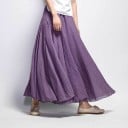 Jupe longue femme en coton et lin Coupe ample et flottante avec taille froncée Tissu léger et fluide Ourlet ondulé Longueur maxi jusqu'aux 7