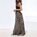 Jupe longue maxi femme avec motif léopard Coupe fluide froncée jusqu'aux chevilles Taille élastique avec cordon de serrage Polyester 5