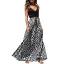 Jupe longue maxi femme avec motif léopard Coupe fluide froncée jusqu'aux chevilles Taille élastique avec cordon de serrage Polyester 8