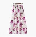 Jupe longue maxi pour femmes avec motif Coupe en A avec plis Taille haute et large Poches latérales Mélange extensible de polyester 1