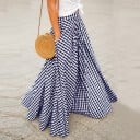 Jupe longue pour femme avec un motif à carreaux délicats et une taille haute Coupe ample avec poches Longueur maxi jusqu'aux chevilles 4