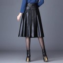 Jupe midi femme en simili cuir avec boutons 2