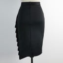 Jupe midi fourreau pour femme avec volants superposés Taille haute Ourlet asymétrique Fente à l'avant Fermeture éclair à l'arrière Mélange 5