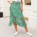 Jupe midi portefeuille pour femmes avec volants 1