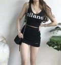 Jupe mini côtelée pour femme à taille haute 2