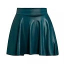 Jupe mini élastique en simili cuir pour femmes Taille haute Coupe évasée Jupe noire élégante Tenue sexy pour les soirées Mode stylée automne 4