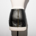 Jupe mini en cuir pour femme avec fermeture éclair noire 2