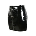 Jupe mini en cuir pour femmes avec ceintures et zip 1