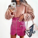 Jupe mini en cuir pour femmes avec poches A1134 1