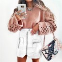 Jupe mini en cuir pour femmes avec poches A1134 2
